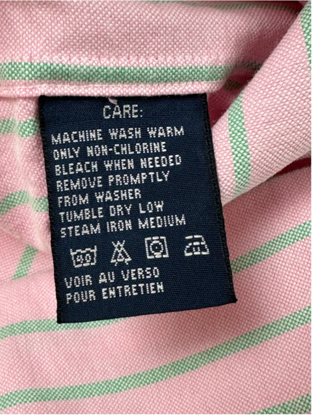Vintage Ralph Lauren Sport Women’s Pink Green Stripe Oxford Shirt Hong Kong Slim - Picture 12 of 12